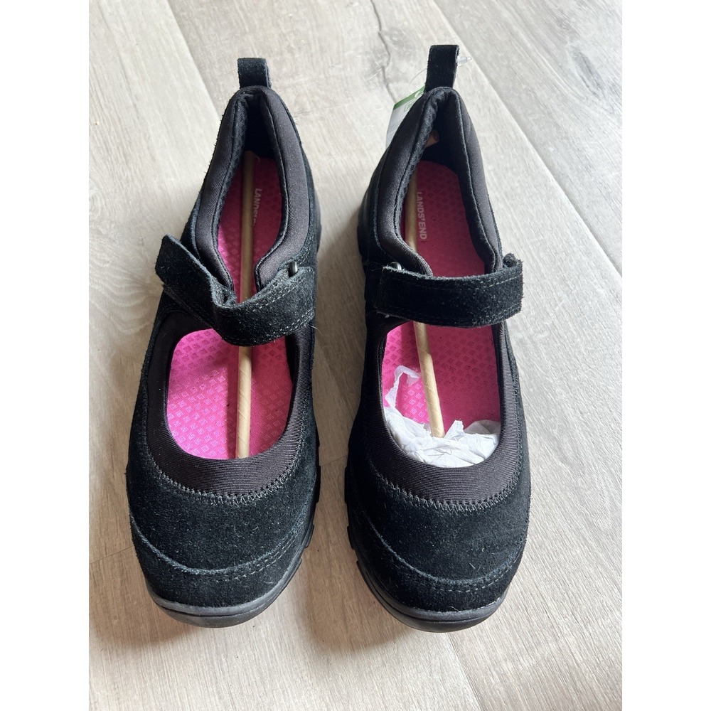 Lands' End Big Girl 5M Mary Jane Black Uniform Comfort Shoes Stretch New